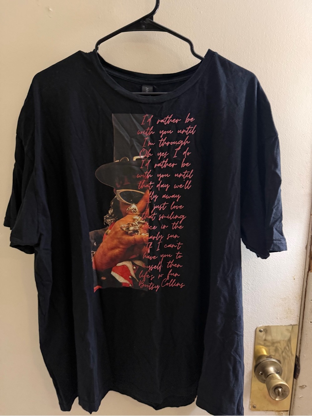 Vintage Bootsy Black Short-Sleeve Graphic Tee with Red Script